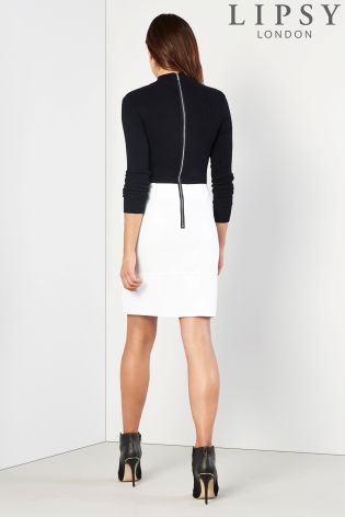 Lipsy Turtle Neck With Woven Skirt Dress